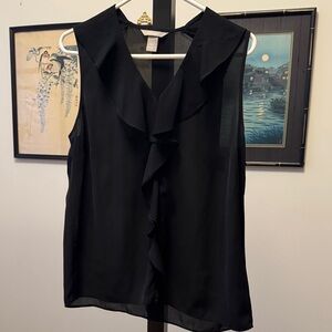H&M Black Ruffle V-Neck Blouse